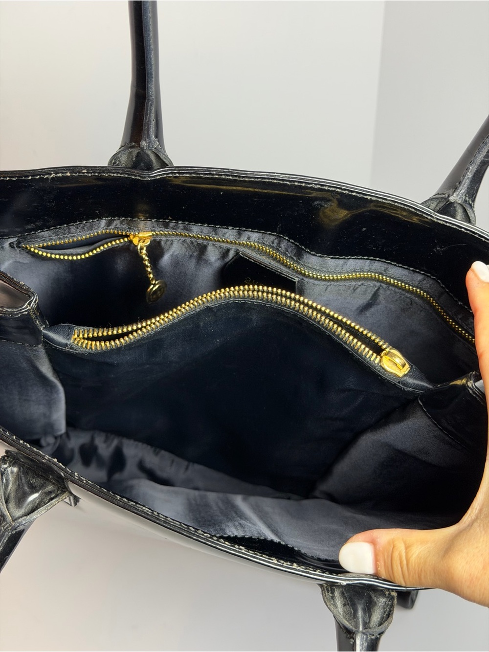 Vintage Gucci Black Patent Leather Shopper Tote Bag - Picture 12 of 16